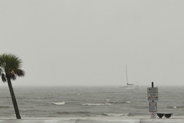 Winds and heavy downpour on Harrison County Beaches in Pass Christian, Miss. due to Hurricane Francine Wednesday, Sept. 11, 2024. (Hunter Dawkins/The Gazebo Gazette via AP)