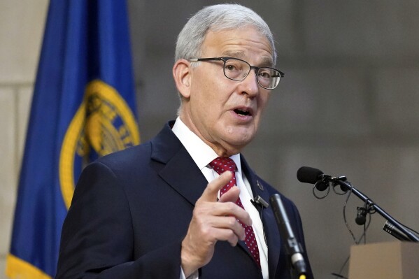 FILE - Nebraska Secretary of State Bob Evnen holds a news conference in Lincoln, Neb., Nov. 4, 2020, to discuss the results of the 2020 election. AP Photo/Nati Harnik, File)