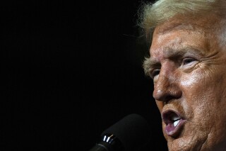 Republican presidential nominee former President Donald Trump speaks during a campaign rally at Grand Sierra Resort and Casino, Friday, Oct. 11, 2024, in Reno, Nev. (AP Photo/Julia Demaree Nikhinson)