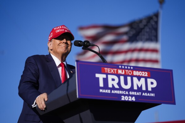 FILE -Republican presidential candidate former President Donald Trump speaks at a campaign rally in Wildwood, N.J., May 11, 2024. Trump on May 21 said he was open to supporting regulations on contraception and that his campaign would release a policy on the issue "very shortly." The comments, made during an interview with a Pittsburgh television station, suggested that a future Trump administration might consider imposing mandates or supporting state restrictions on such highly personal decisions as whether women can have access to birth control. (AP Photo/Matt Rourke, File)