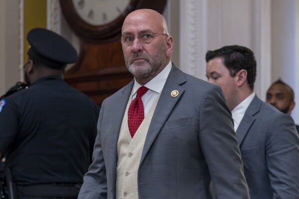 FILE - Rep. Clay Higgins, R-La., walks at the Capitol in Washington, April 17, 2024. (AP Photo/J. Scott Applewhite, File)