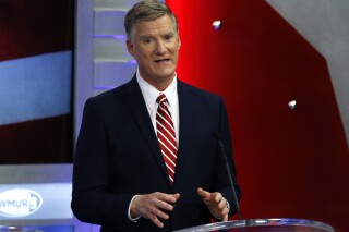 FILE - Republican hopeful for New Hampshire's 1st Congressional District Andy Sanborn speaks during a debate at St. Anselm College in Manchester, N.H., Sept. 6, 2018. (AP Photo/Elise Amendola, File)