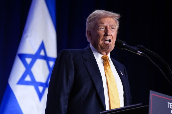 Republican presidential candidate former President Donald Trump speaks during a "Fighting Anti-Semitism in America" event, Thursday, Sept. 19 2024, in Washington. (AP Photo/Evan Vucci)