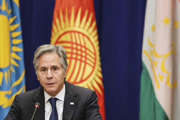 U.S. Secretary of State Antony J. Blinken speaks during a meeting with the Foreign Ministers of Kazakhstan, Kyrgyz Republic, Tajikistan, Turkmenistan, and Uzbekistan, Friday, Sept. 27, 2024, in New York. (AP Photo/Heather Khalifa, Pool)