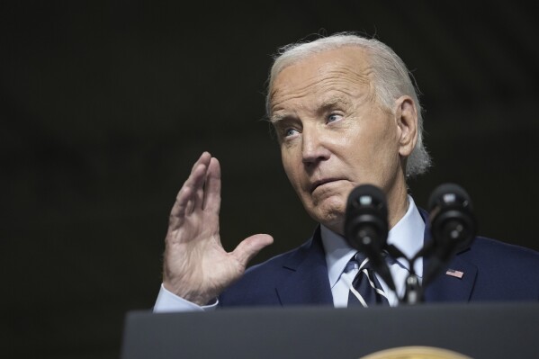 President Joe Biden speaks at an event at the Milwaukee Department of Public Works in Milwaukee, Tuesday, Oct. 8, 2024, to discuss his administration's progress in replacing lead pipes in Wisconsin and across the country. (AP Photo/Susan Walsh)