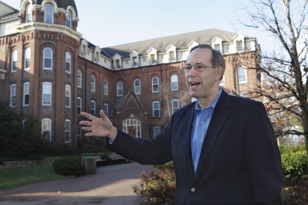 FILE - Former Ohio Gov. Bob Taft speaks during an interview on the campus of the University of Dayton on Dec. 21, 2011, in Dayton, Ohio. Taft urged state lawmakers on Monday, April 24, 2023, against advancing a measure that would make it harder to amend the state constitution or reviving August special elections to do it — calling the combination "especially bad public policy." (Tony Jones/The Cincinnati Enquirer via AP, File)