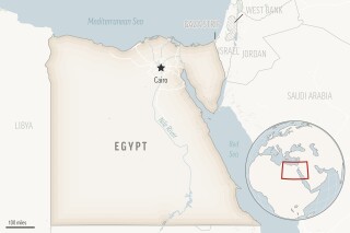 This is a locator map for Egypt with its capital, Cairo. (AP Photo)