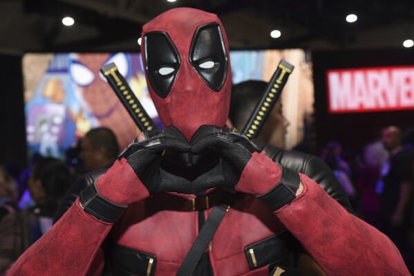 Jesus Rodriquez dressed as Deadpool poses at Comic-Con International on Thursday, July 25, 2024, in San Diego. (Photo by Richard Shotwell/Invision/AP)