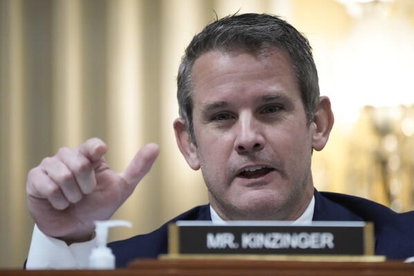 FILE -Rep. Adam Kinzinger, R-Ill., speaks as the House select committee investigating the Jan. 6 attack on the U.S. Capitol holds its final meeting on Capitol Hill in Washington, Dec. 19, 2022. Kinzinger, former congressman, endorsed President Joe Biden on Wednesday, giving the Democrat a prominent new ally in his high-stakes campaign to win over moderate Republicans and independents this fall. (AP Photo/Jacquelyn Martin, File)