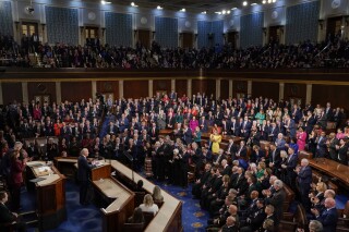 FILE - President Joe Biden delivers his State of the Union speech to a joint session of Congress, at the Capitol in Washington, Feb. 7, 2023. The State of the Union speech is one of the biggest pieces of political theater every year. But in modern times, it's a televised extravaganza where every detail is carefully scrutinized. This is Biden's third State of the Union and it will feature the third House speaker to hold the job since he was elected. (AP Photo/J. Scott Applewhite, File)