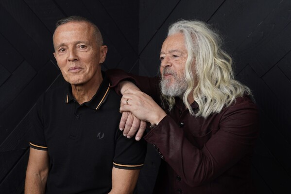 FILE - Curt Smith, left, and Roland Orzabal, of the band Tears For Fears, pose for a portrait in Los Angeles on Jan. 19, 2022. (AP Photo/Chris Pizzello, File)